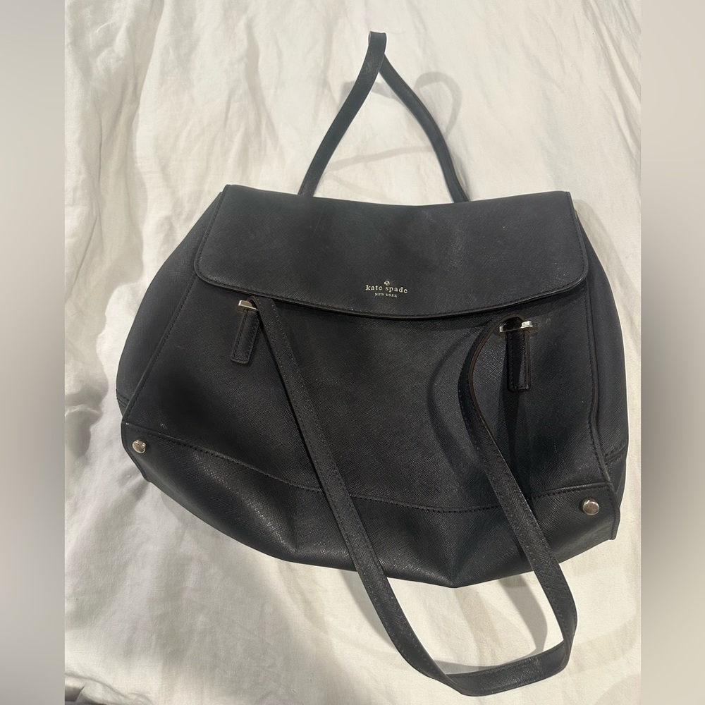 Kate Spade New York black leather tote bag